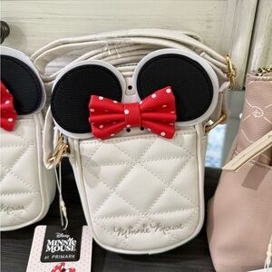NWT PRIMARK Disney Minnie Mouse Cream Quilted Bag with Red Bow